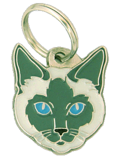Siamês tradicional azul <br> (placa de identificação para gatos, Gravado incluído)
